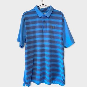 Under Armour Heat Gear Mens Golf Polo Shirt Size XL Blue Black